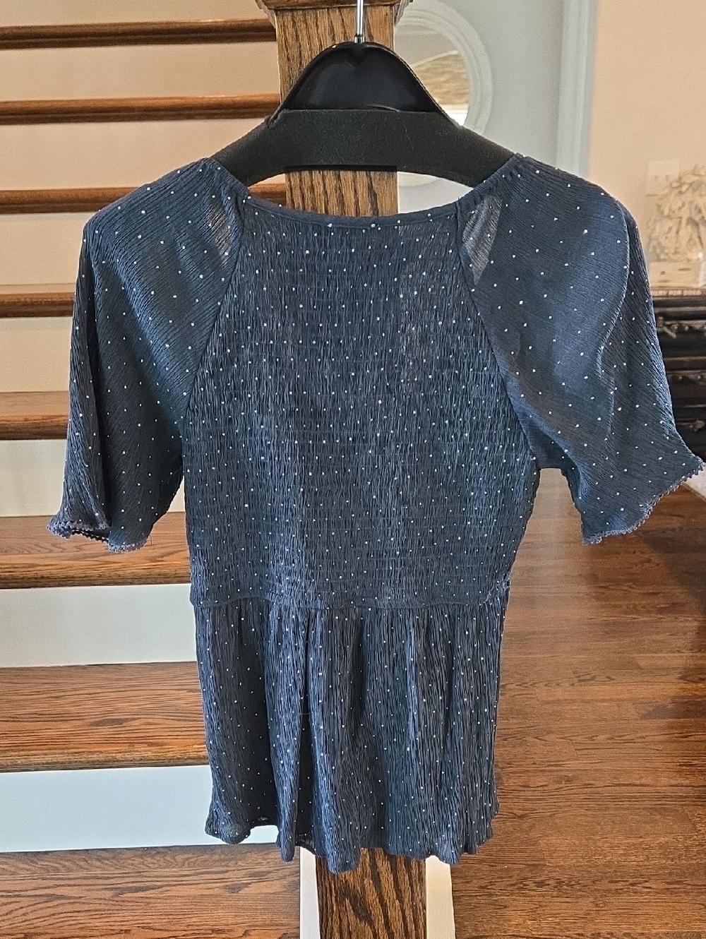 Rhinestone Ruched Flutter Sleeve Top - Picture 4 of 8